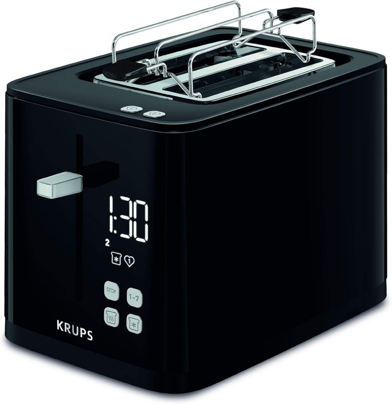 Toaster Smart'n Light Krups KH641810, Grille à deux tranches, Affichage numérique, 7 niveaux de brunissage, Noir