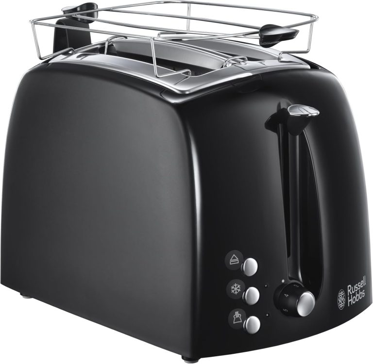 Russell Hobbs Grille-pain Textures+ 22601-56, 2 Fentes Extra Larges, Pince à Toast Intégrée, 6 Niveaux de Dorage, 850W